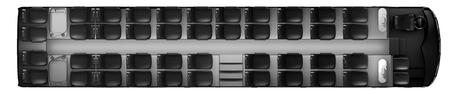 Conference Comfort Class – seating plan with 40 seats and 2 tables